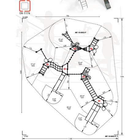 Žaidimų aikštelių kompleksas vaikams nuo 2 iki 12 metų amžiaus – kolekcija 'MEGA / MBG-2633_ME 18-6002-P15'