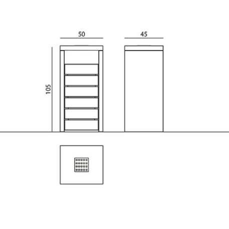 Concrete waste bin with Iroko wood finish 'Deva 70L / 003703'