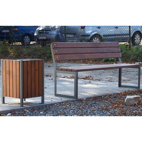 Metalinis suolas su atlošu ir medine sėdimąja dalimi 'MBG/06-Brzask / 150-180cm'