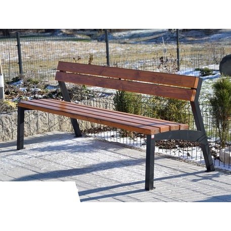 Металлическая скамейка со спинкой и деревянным сиденьем 'MBG/26-Asteria I / 180cm'