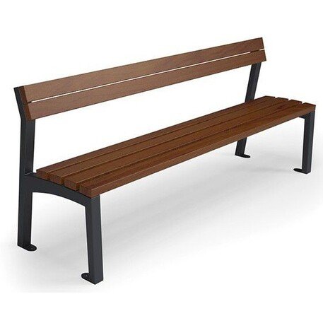 Металлическая скамейка со спинкой и деревянным сиденьем 'MBG/26-Asteria I / 180cm'