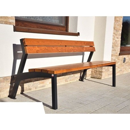 Металлическая скамейка со спинкой и деревянным сиденьем 'MBG/26-Asteria I / 180cm'