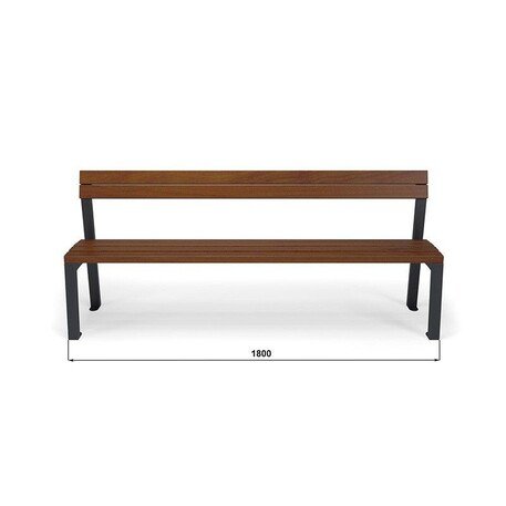Металлическая скамейка со спинкой и деревянным сиденьем 'MBG/26-Asteria I / 180cm'