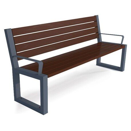 Металлическая скамейка со спинкой и деревянным сиденьем 'MBG/45-Semi VIII / 190cm'
