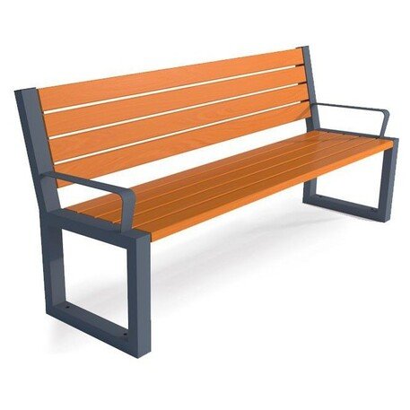 Металлическая скамейка со спинкой и деревянным сиденьем 'MBG/45-Semi VIII / 190cm'