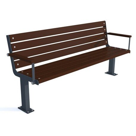 Металлическая скамейка со спинкой и деревянным сиденьем 'MBG/55-Flora / 190cm'