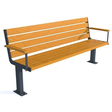 Металлическая скамейка со спинкой и деревянным сиденьем 'MBG/55-Flora / 190cm'