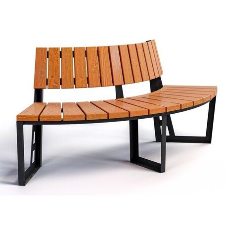 Металлическая скамейка со спинкой и деревянным сиденьем 'MBG/65-Amant I / 212cm'