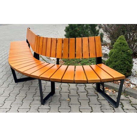 Металлическая скамейка со спинкой и деревянным сиденьем 'MBG/65-Amant I / 212cm'