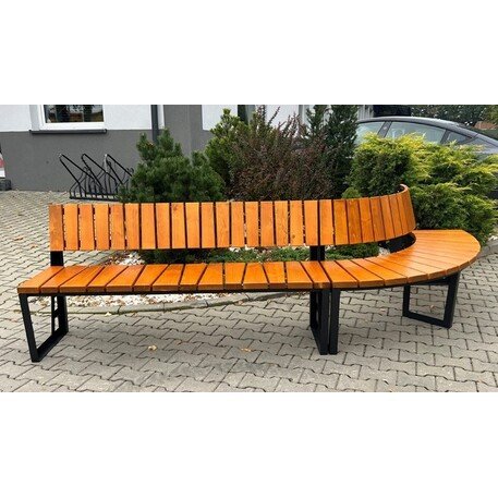 Металлическая скамейка со спинкой и деревянным сиденьем 'MBG/65-Amant I / 212cm'