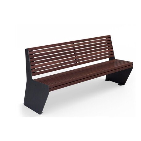 Металлическая скамейка со спинкой и деревянным сиденьем 'MBG/75-Odyn I / 182cm'