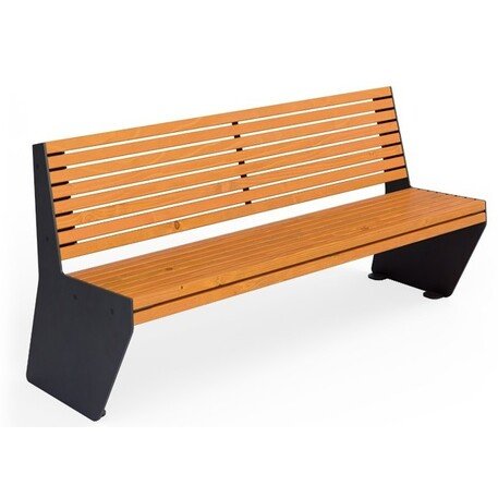 Металлическая скамейка со спинкой и деревянным сиденьем 'MBG/75-Odyn I / 182cm'