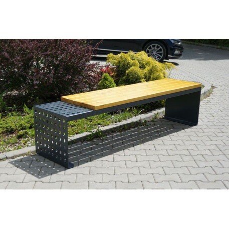 Металлическая скамейка без спинки с деревянным сиденьем 'MBG/95-Lisandra / 190cm'