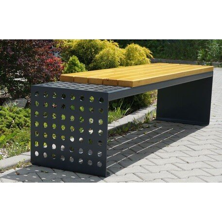 Металлическая скамейка без спинки с деревянным сиденьем 'MBG/95-Lisandra / 190cm'