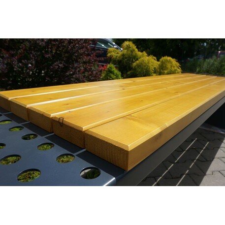 Металлическая скамейка без спинки с деревянным сиденьем 'MBG/95-Lisandra / 190cm'