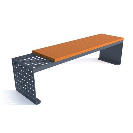 Металлическая скамейка без спинки с деревянным сиденьем 'MBG/95-Lisandra / 190cm'