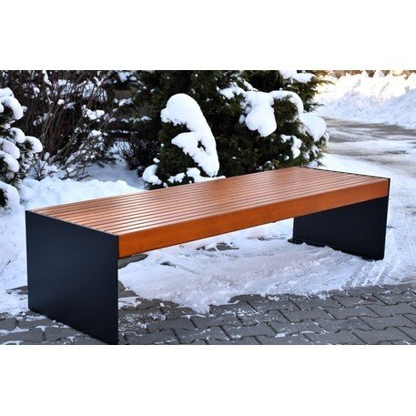 Металлическая скамейка без спинки с деревянным сиденьем 'MBG/105-Aster I / 182cm'