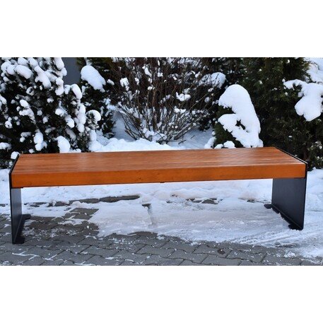 Металлическая скамейка без спинки с деревянным сиденьем 'MBG/105-Aster I / 182cm'