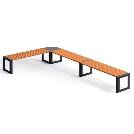 Металлическая скамейка без спинки с деревянным сиденьем 'MBG/115-Opalek I_L / 362cm'