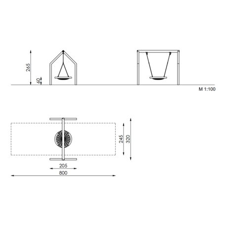 Moduliniai vaikų žaidimų aikštelių kompleksai 3–12 metų vaikams – kolekcija 'Frame / Ninja' MBG-Net swing house 02602 / Supynės 'Gandro lizdas'