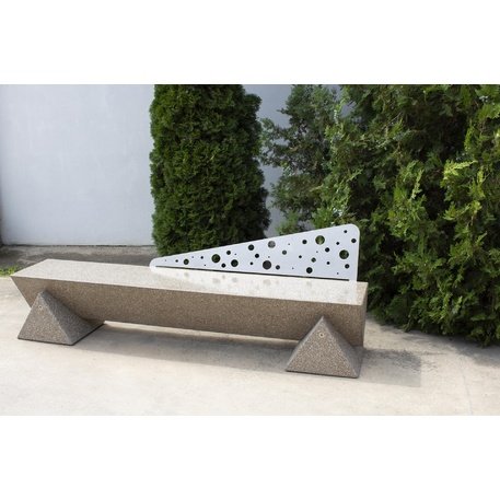 Ławka z betonu Terrazzo HPC z oparciem i drewnianym siedziskiem BS-277 | Urban Premium Collection