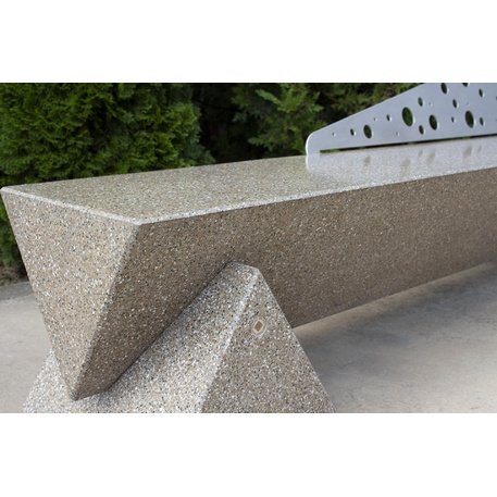 Ławka z betonu Terrazzo HPC z oparciem i drewnianym siedziskiem BS-277 | Urban Premium Collection