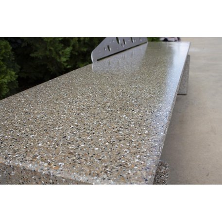Ławka z betonu Terrazzo HPC z oparciem i drewnianym siedziskiem BS-277 | Urban Premium Collection