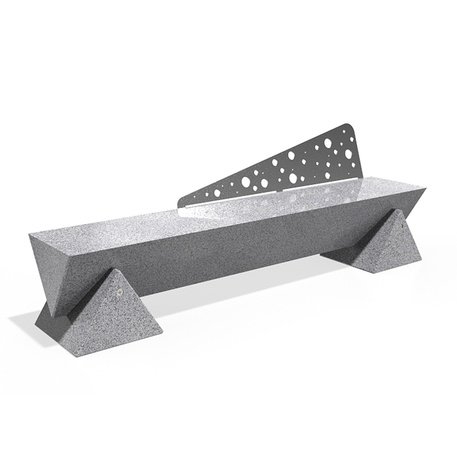 Ławka z betonu Terrazzo HPC z oparciem i drewnianym siedziskiem BS-277 | Urban Premium Collection