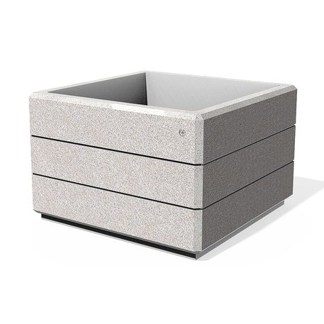 Kvadratinis betoninis vazonas – gėlinė, padengta smulkia granito skaldele 'Premium / 100x100xH/65cm_BS-224' 