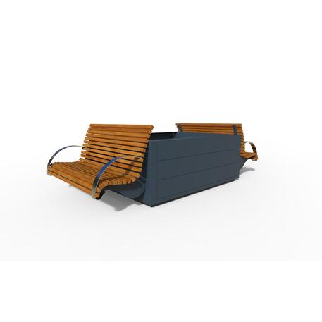 Metalinis vazonas (kvadratinis) su integruotais suolais iš IROKO medienos 'Exclusive / STF/23-04-05_01/MDL'