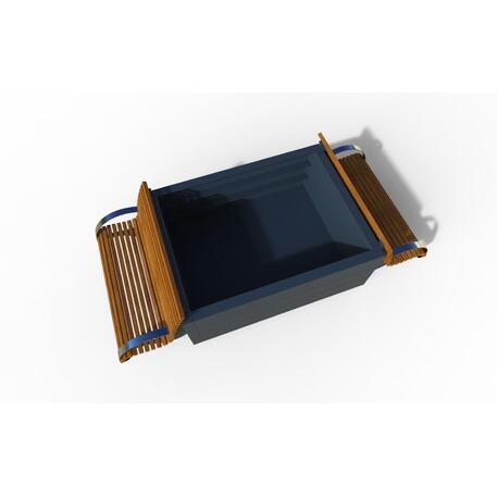 Metalinis vazonas (kvadratinis) su integruotais suolais iš IROKO medienos 'Exclusive / STF/23-04-05_01/MDL'