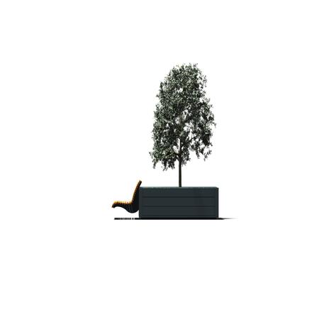 Metalinis vazonas (kvadratinis) su integruotais suolais iš IROKO medienos 'Exclusive / STF/23-04-05_01/MDL'