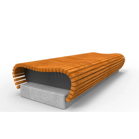 Metal bench without backrest made of Iroko wood 'Premium Collection /STF/20-02-35MDL'