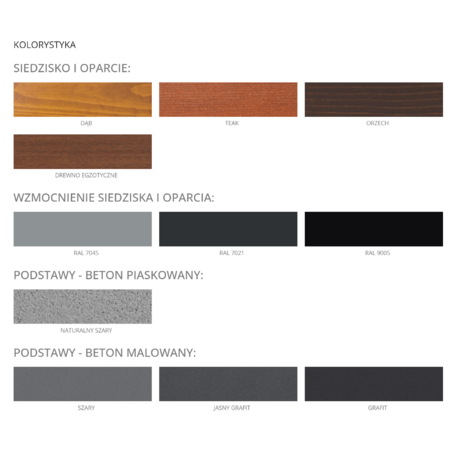 Concrete bench with backrest and wooden seating 'Vega Design / 1335'