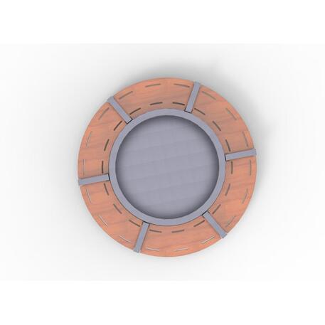 Okrągła metalowa donica z drewnianą ławką z drewna Iroko 'Premium Collection / STF/13-02-21/MDL'