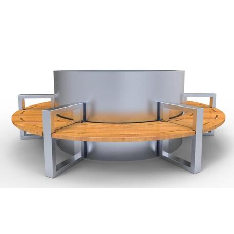 Okrągła metalowa donica z drewnianą ławką z drewna Iroko 'Premium Collection / STF/13-02-21/MDL'