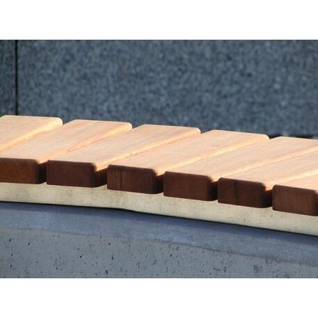 Concrete bench without backrest and with Iroko wood seating 'Premium Collection / STF/13-02-39_02/MDL'