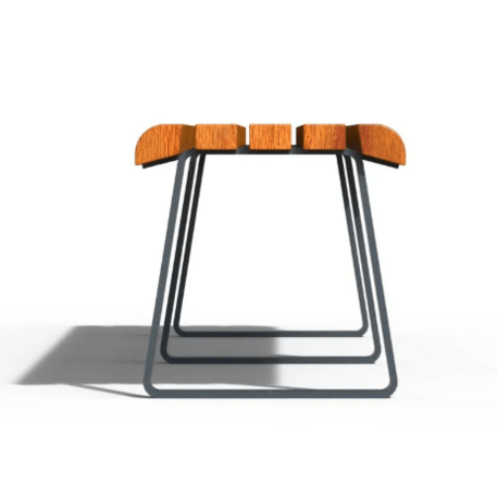Panchina in metallo con schienale, realizzata in legno di Iroko 'Premium Collection / 'STF/24-02-16_01/MDL'