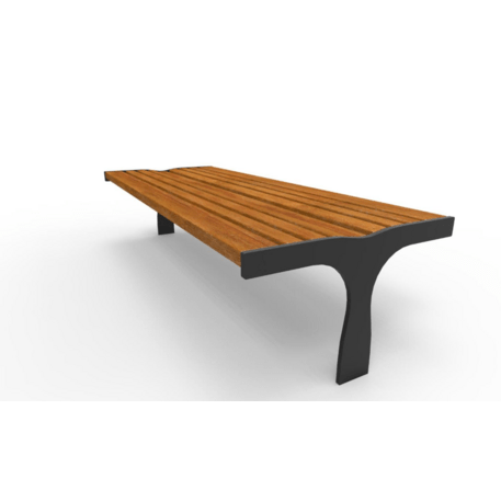 Metalinis suolas (suoliukas) be atlošo, pagamintas iš Iroko medienos 'Premium Collection / STF/13-02-85/MDL'