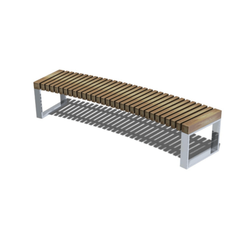 Metalinis suolas (suoliukas) be atlošo, pagamintas iš Iroko medienos 'Premium Collection / STF/13-02-48_04/MDL'