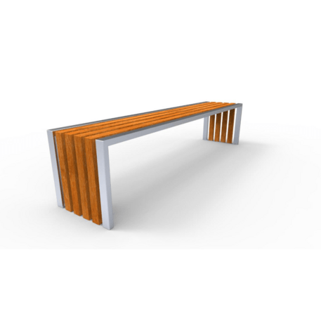 Metalinis suolas (suoliukas) be atlošo, pagamintas iš Iroko medienos 'Premium Collection / STF/13-02-33MDL'