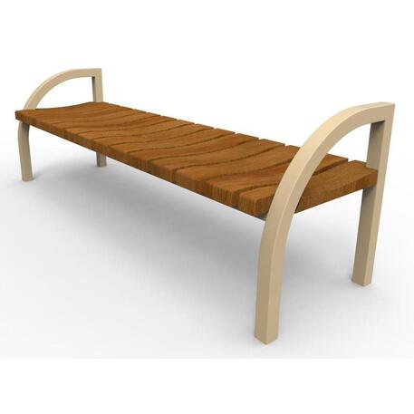 Metalinis suolas (suoliukas) be atlošo, pagamintas iš Iroko medienos 'Premium Collection / STF/13-02-22/MDL'