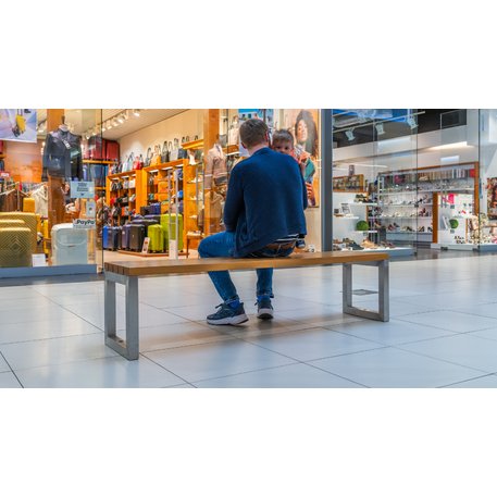 Metalinis suolas (suoliukas) be atlošo, pagamintas iš Iroko medienos 'Premium Collection / STF/04-01-01/MDL'