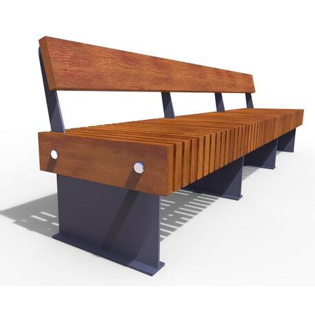 Metalinis suoliukas su atlošu, pagamintas iš Iroko medienos 'Premium Collection / STF/21-04-41/MDL'