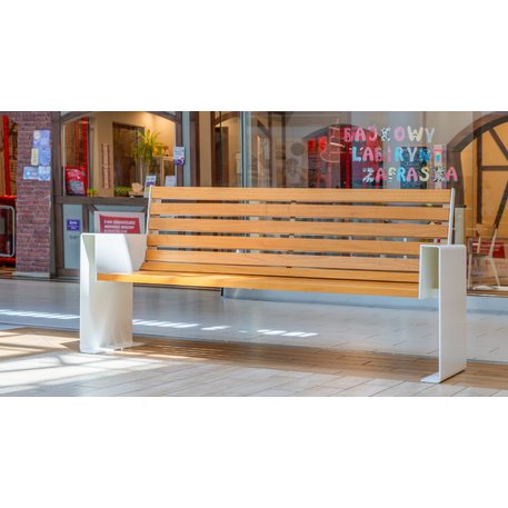 Panchina in metallo con schienale, realizzata in legno di Iroko 'Premium Collection / STF/13-04-45/MDL'