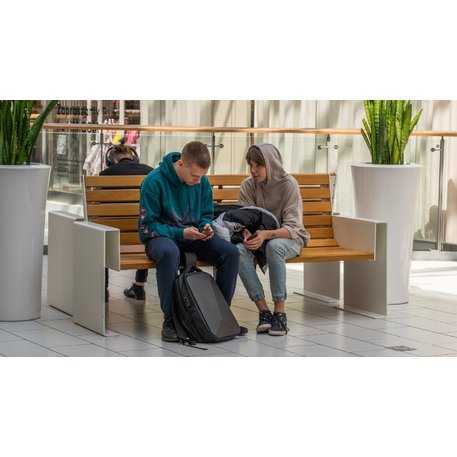 Panchina in metallo con schienale, realizzata in legno di Iroko 'Premium Collection / STF/13-04-45/MDL'