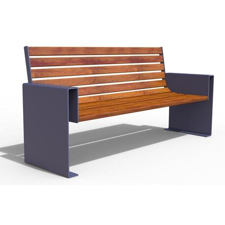 Panchina in metallo con schienale, realizzata in legno di Iroko 'Premium Collection / STF/13-04-45/MDL'
