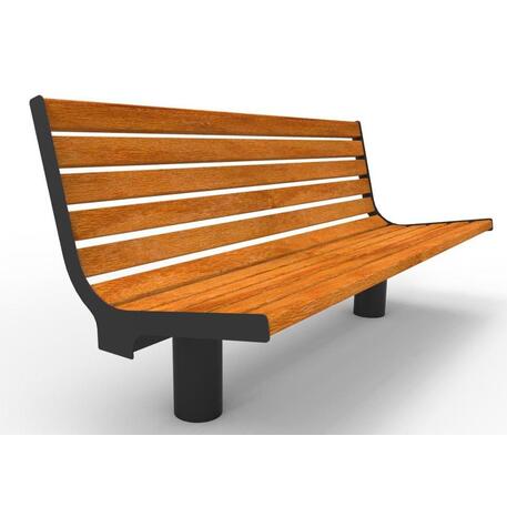 Металлическая скамейка со спинкой, изготовленная из древесины Ироко 'Premium Collection / STF/13-04-23/MDL'