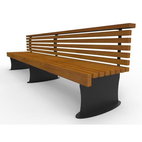 Металлическая скамейка со спинкой из дерева Ироко 'Premium Collection / STF/13-04-09/MDL'
