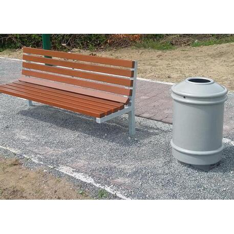 Metalinis suoliukas su atlošu, pagamintas iš Iroko medienos 'Premium / STF/04-03-02_03/MDL'